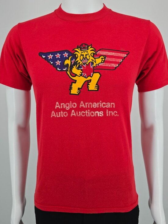 Vintage 1980s Jerzees Anglo American Auto Auctions Mascot/Logo Promo T-Shirt (S)
